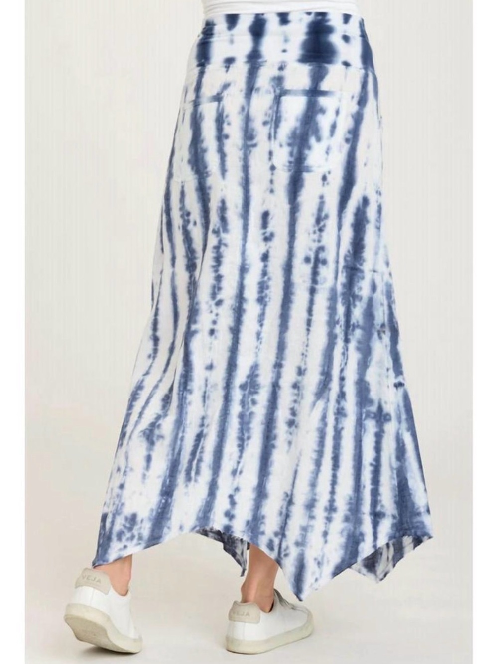 XCVI triste linen maxi skirt in stone blue/white‎ striped tie dye large
